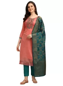 Read more about the article Best Dress Material For Women – Ethnic Junction Women’s Chanderi Cotton Hand Embroidered Work Unstitched Salwar Suit Material With Banarasi Dupatta (Blush Pink)