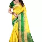 Read more about the article Best Nirja Fab Banarasi Silk with Blouse Piece Saree (NFAB-LTS-03_Yellow_Free Size)
