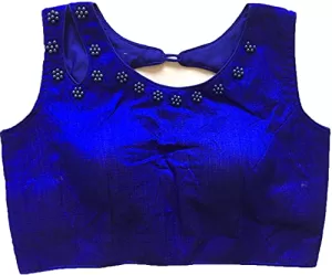 Read more about the article Best Phantom Silk Round Neck Moti Work Readymade Blouse(Shor Sleeve Included) Royal Blue