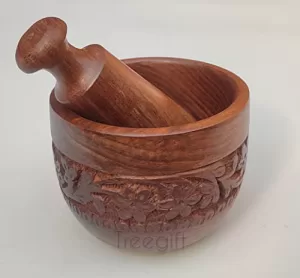 Read more about the article Best Wooden Kharal – Wooden Imam Dasta-Wooden Mortar and Pestle set-Wooden Ohkli Musal-Khal Batta-For Mixer and Grinder Spices and Herbs Kitchen in Sheesham Wood (Size 4 by 3 inch)