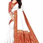 Read more about the article Best White Saree With Red Border – Winwell Women’s Jacquard Pallu Chanderi Poly Silk Saree with Unstitched Jacquard Blouse Piece (RED-WHITE)