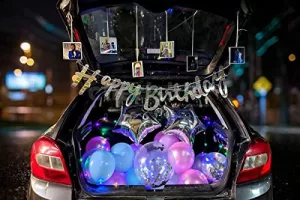 Read more about the article Best Car Decoration For Birthday – Car Dikki Birthday Decoration Items with Bunting, 2 Silver Foil, 2 Confetti, 5 LED and 25 pieces Pink, Blue, Purple Balloons – 35 Combo – Easy to Use Material