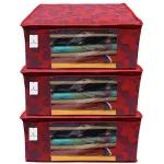Read more about the article Best Clothes Organizer – Kuber Industries Non Woven Fabric Saree Cover/Metalic Flower Print & Transparent Window|Zipper Closure With Foldable Material|Size 43 x 35 x 22, Pack of 3 (Red)