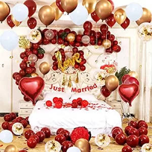 Read more about the article Best First Night Bed Decoration – NVRV 1st Night, Birthday, Anniversary Party Foil Heart Balloons Decorations with Confetti Balloons_Pack of 98 Pieces(red,golden)