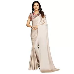 Read more about the article Best Satin Plain Saree With Designer Blouse – ANANT DESIGNER STUDIO Women’s Satin Silk Plain Saree with Designer Blouse Piece Digital Printed (Chiku)