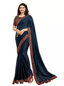 Read more about the article Best Women’s Pure Soft Moss Silk Sarees – Women With Digital Printed Lace Border Black Saree With Printed Blouse Piece