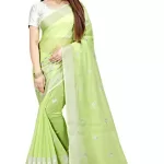 Read more about the article Best Silver Border Silk Saree Blouse Designs – Indian Fashionista Women’s Uppada Cotton Silk Lightgreen Coloured Silver Jacquard Woven Design Saree With unstitched Silver Color Blouse Piece