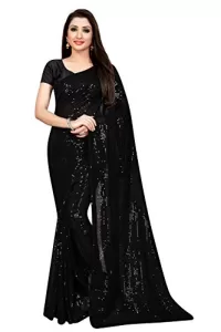 Read more about the article Best Pure Georgette Black Saree Look – Florely Women’s sequence saree with unstitched blouse piece(Free size) (Black)