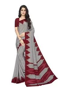 Read more about the article Best Modern Office Wear Saree – Vimla Women’s Grey Turkey Art Silk Uniform Saree with Blouse Piece (7002_Grey) With FREE Henna Hair Color (Black)