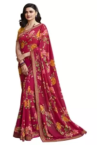 Read more about the article New Pure Georgette Saree- RAJESHWAR FASHION WITH RF Women’s Printed  With Blouse Piece (A49 Red_Red)