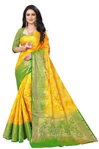 Read more about the article Best Yellow Saree For Wedding – C J Enterprise Women’s Kanchipuram Silk Sarees For Wedding Pure Kanjivaram Sarees Soft Pattu Banarasi Silk Saree With Blouse Piece (D12 paithani) (yellow green)