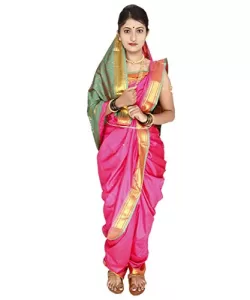 Read more about the article Best Nauvari saree -Poses For Women Kalapuri Women’s Ready To Wear Nauwari Silk Saree Without Blouse Piece (RDNVSR1002Pink_Pink)