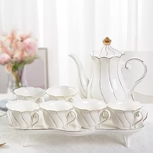 Read more about the article Best Luxury British Style Tea/Coffee Cup Set – DUJUST 14 pcs Tea Set for 6 with Tea Tray & Spoons, Luxury British Style Tea/Coffee Cup Set with Golden Trim,