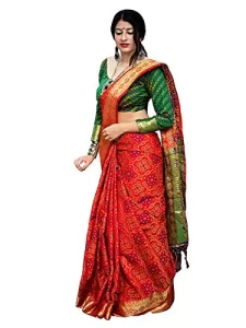 Read more about the article Best Red Saree With Green Blouse – Pandadi Saree Women’s Kanchipuram Silk Blend Saree With Blouse Piece (@2013PS8_Green, Red)
