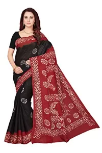 Read more about the article Best Red And Black Saree – Rani Saahiba Baatik Printed Pure Cotton Saree with Blouse (SKR4796_Black – Red)