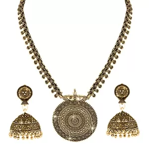 Read more about the article Best Oxidised Jewellery With Saree Look – Yellow Chimes Jewellery Set for Women and Girls Traditional Silver Oxidised Jewellery Set Golden Necklace Set for Women | Long Oxidized Necklace Set | Birthday Gift For Girls and Women Anniversary Gift for Wife