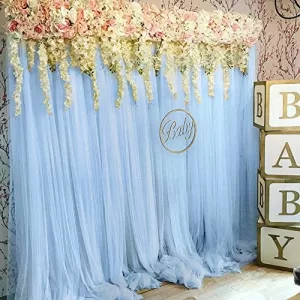 Read more about the article Best Marriage Stage Decoration Photos – Boltove® Decoration Sky Blue Backdrop Curtain Tulle Net Transparent 5×8 Ft. for Birthdays Anniversary Baby Shower Photo Shoot Wedding Party Stage Background Ceremony Photoshoot net parda – Set of 2