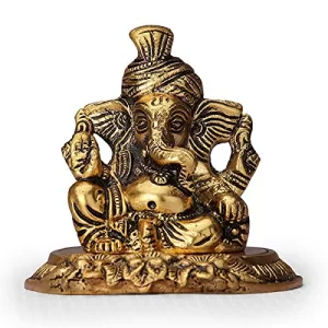 Read more about the article Best Ganesh Idol Statue – Nantan Oxidised Metal Pagdi Lord Ganesh Idol Statue of Ganpati with Turban On Flower Pooja Home Decor Office Decoration Figurine (4 inch, Golden)