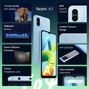 Read more about the article Best Redmi 6 Pro Phone – Redmi A1 (Light Blue, 2GB RAM, 32GB Storage) | Segment Best AI Dual Cam | 5000mAh Battery | Leather Texture Design | Android 12