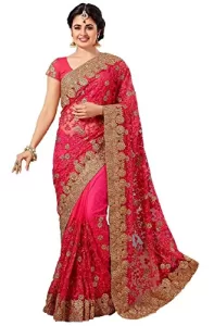 Read more about the article Best Net Saree Blouse Designs 2023 – Nivah Fashion Women’s Net Embroidery Heavy Work Saree With Blouse Piece (MR.M598-Pink)