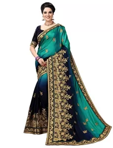 Read more about the article Best Latest Saree Trends 2022 – PANASH TRENDS Women’s Barfi Silk Heavy Embroidery Work Saree (Blue)