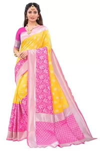 Read more about the article Best Soft Lichi Silk Saree – classic collection Women’s Soft Lichi Silk Saree With Rich Pallu &  un-Stitched Blouse. (Yellow)