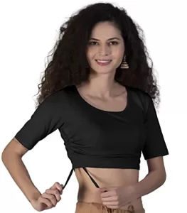 Read more about the article Best Crop Top With Saree – THE BLAZZE B4070 Women’s Cotton Scoop Neck Crop Top Elbow Sleeve Readymade Saree Blouse(2XL,Black)
