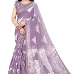 Read more about the article Best Professional Office Wear Saree Blouse Designs – SOURBH Women’s Plain Weave Cotton Blend Triangle Shibori Dyed Pattern Saree with Blouse Piece (24268-Purple, Off White)