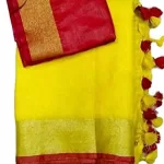 Read more about the article Best Yellow Saree With Contrast Blouse – HAIDER ALI AND SONS Women’s Linen Slub Saree with Contrast Blouse Piece (YELLOW)