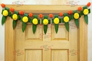 Read more about the article Best Mango Leaves Decoration Ideas – S2S Mango Leaves and Flowers Decoration at Home I Door Toran I Door Hangings for Decoration (Yellow – Flowers)