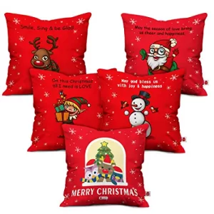 Read more about the article Best Christmas Cushion Covers – Indigifts Christmas Cushion Covers Merry Christmas Characters Printed Set of 5 Red Pillow Covers 12X12 Inches with Filler