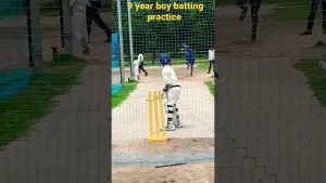 Read more about the article 9 year's boy batting practice in nets session #cricket #coaching #boy #drive #shorts #cricketlover