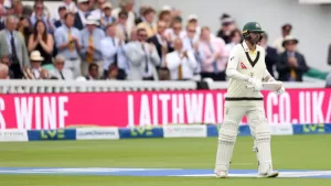 Read more about the article Males’s Ashes, 2nd Check, Lord’s – Nathan Lyon criticises strategies he went out to bat with concussion sub in thoughts – Online Cricket News